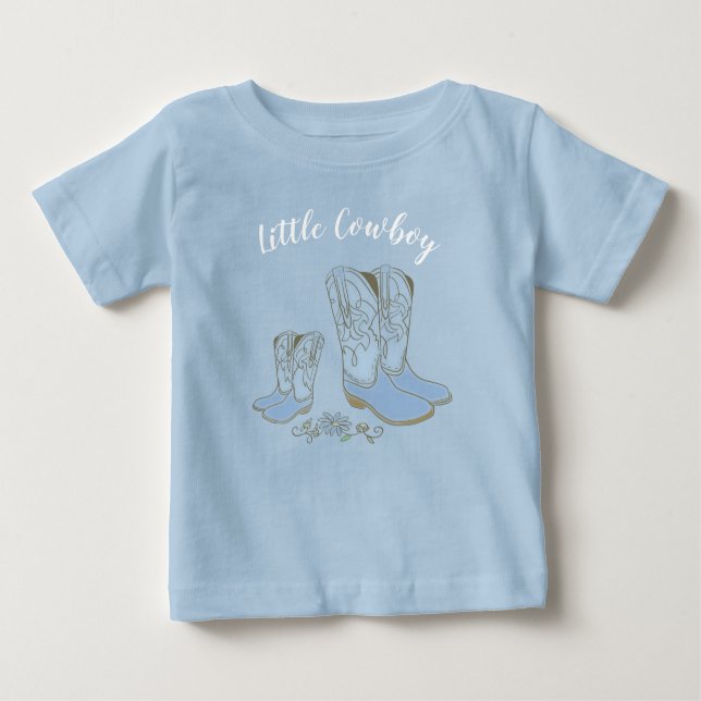 T-shirt Pour Bébé Cowboy Baby shower Pays Western Blue Boy (Devant)
