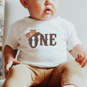 T-shirt Pour Bébé Cowboy Casquette Thème ONE 1er anniversaire bébé