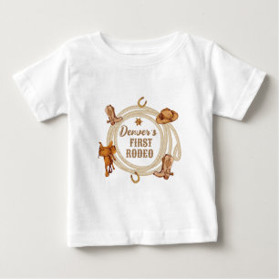 T-shirt Pour Bébé Cowboy Premier Rodéo Anniversaire Sexe Neutre