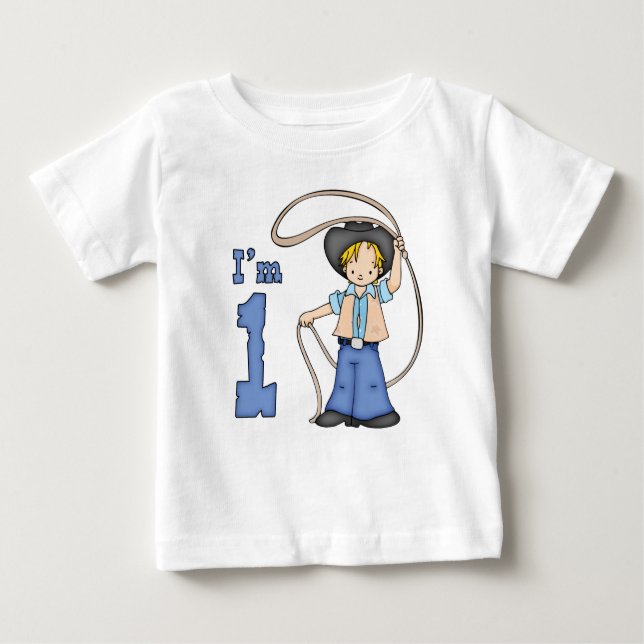 T-shirt Pour Bébé Cowboy Roper 1er anniversaire (Devant)