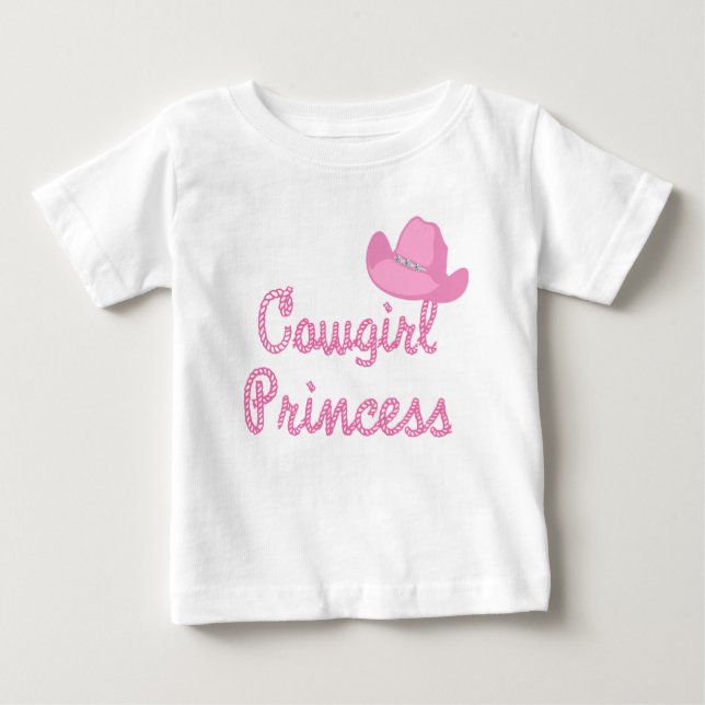 T-shirt Pour Bébé Cowgirl Princess Texte Avec Casquette (Devant)