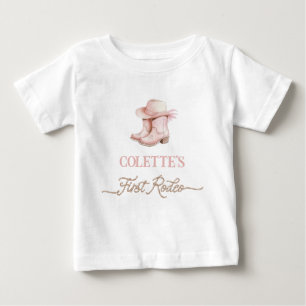 T-shirt Pour Bébé Cowgirl Rose Poussiéreuse Premier Rodéo 1er Annive