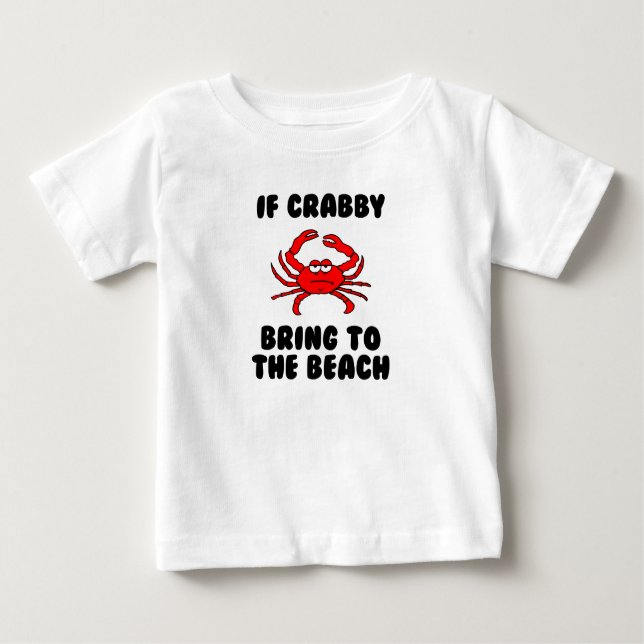 T-shirt Pour Bébé Crabby Apporte À La Plage Mignon (Devant)