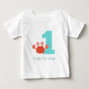 T-shirt Pour Bébé Crabe mignon, crabe j'ai un ans, le premier