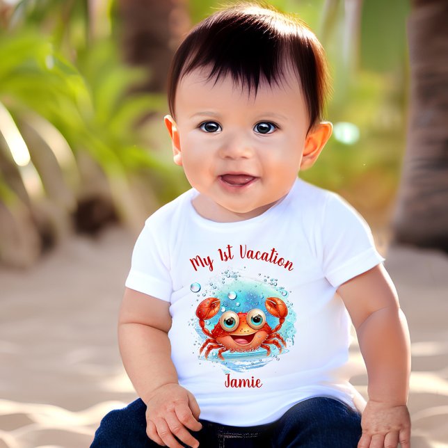 T-shirt Pour Bébé Crabe mignon Vacances estivales Nom du crabe (Créateur téléchargé)