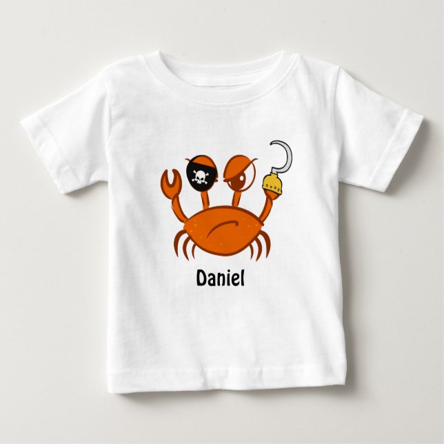 T-shirt Pour Bébé Crabe pirate mignon Cadeaux personnalisés fête d'a (Devant)