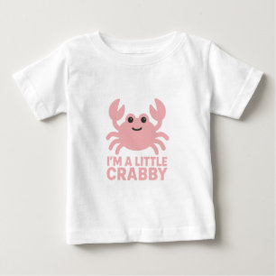 T-shirt Pour Bébé Crabe Rose Pâle – Douce “Je suis un peu grincheux”