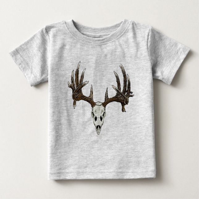 T-shirt Pour Bébé Crâne 1 de cerf de Virginie (Devant)
