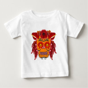 T-shirt Pour Bébé Crâne à sucre floral
