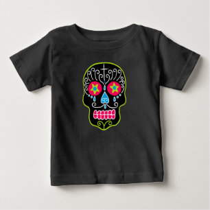 T-shirt Pour Bébé Crâne à sucre noir