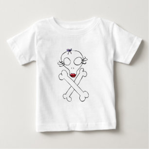 T-shirt Pour Bébé Crâne Alien Fille Mignonne Os Croisés