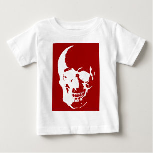 T-shirt Pour Bébé Crâne - Art de fantasy métal rouge et blanc