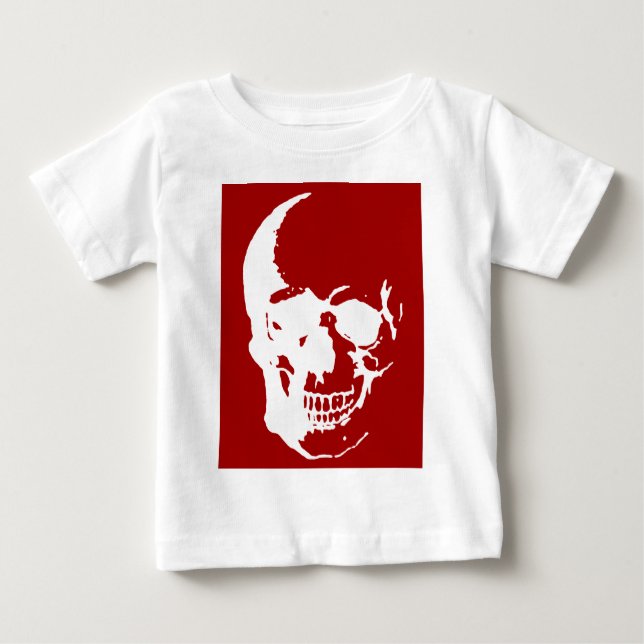 T-shirt Pour Bébé Crâne - Art de fantasy métal rouge et blanc (Devant)