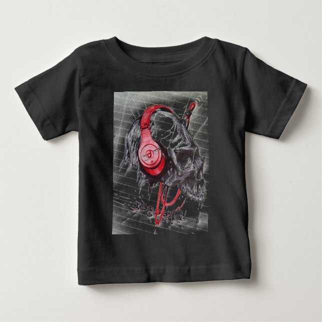 T-shirt Pour Bébé Crâne avec conception casque (Devant)