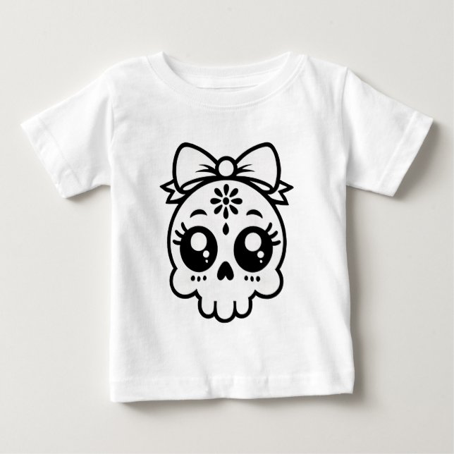 T-shirt Pour Bébé Crâne avec fond (Devant)
