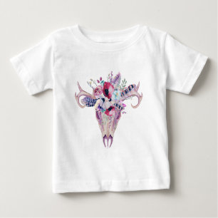 T-shirt Pour Bébé Crâne boho aux fleurs colorées