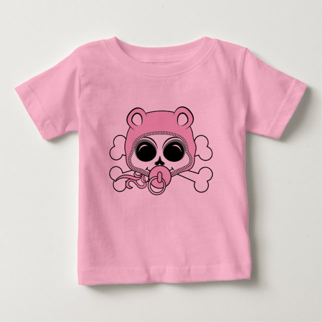 T-shirt Pour Bébé Crâne de Bébé Fille Mignon (Devant)