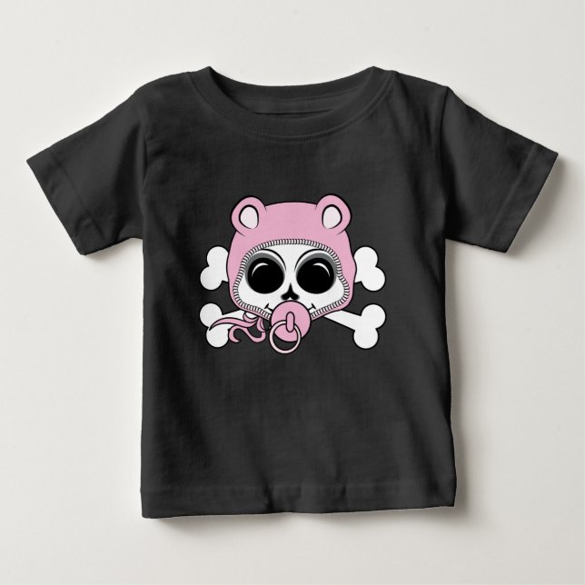 T-shirt Pour Bébé Crâne de Bébé Fille Mignon (Devant)