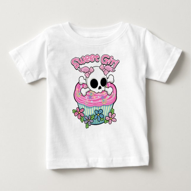 T-shirt Pour Bébé Crâne de fille douce (Devant)