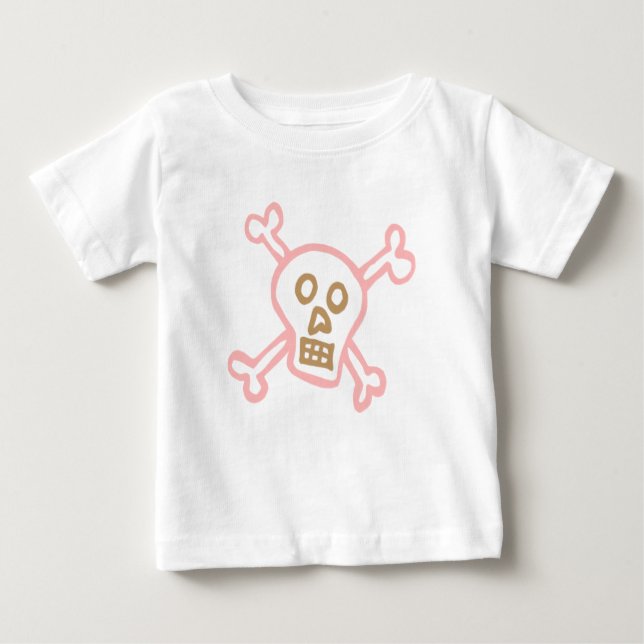 T-shirt Pour Bébé Crâne de fille et os croisés (Devant)