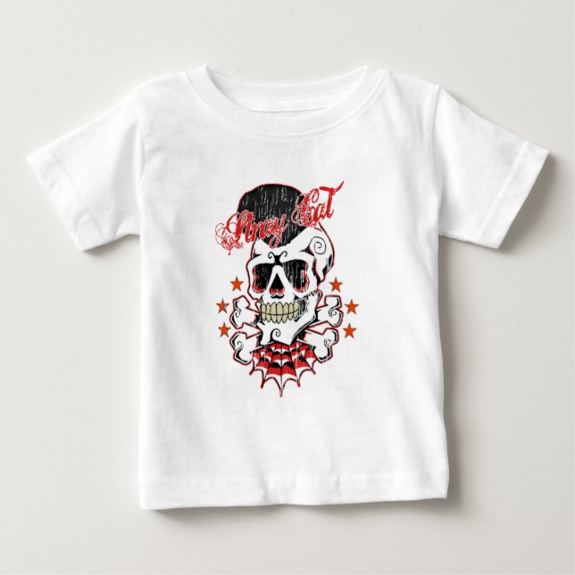 T-shirt Pour Bébé Crâne de rockabilly (Devant)