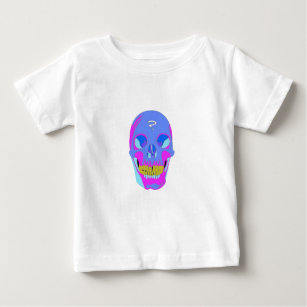 T-shirt Pour Bébé Crâne d'Halloween psychédélique de Neon Pixel