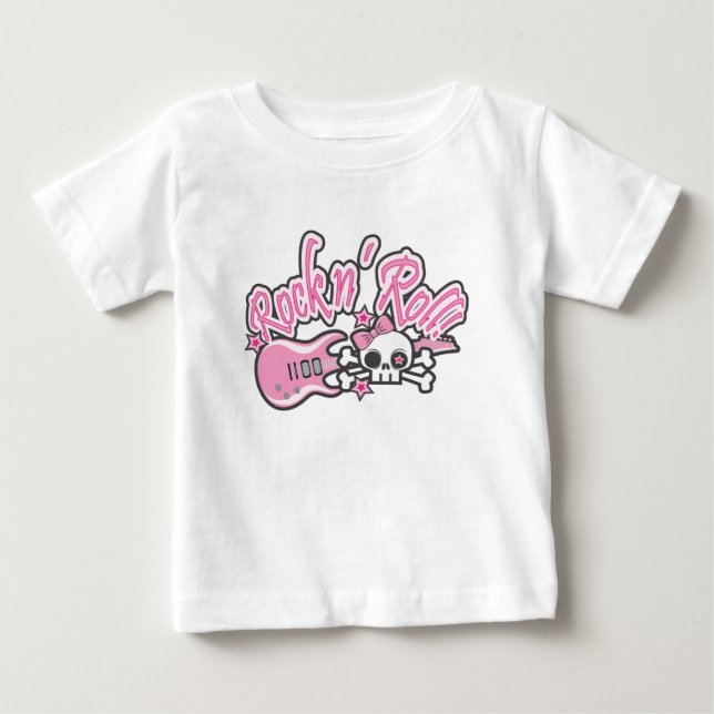 T-shirt Pour Bébé Crâne Girly Rock n' Roll (Devant)