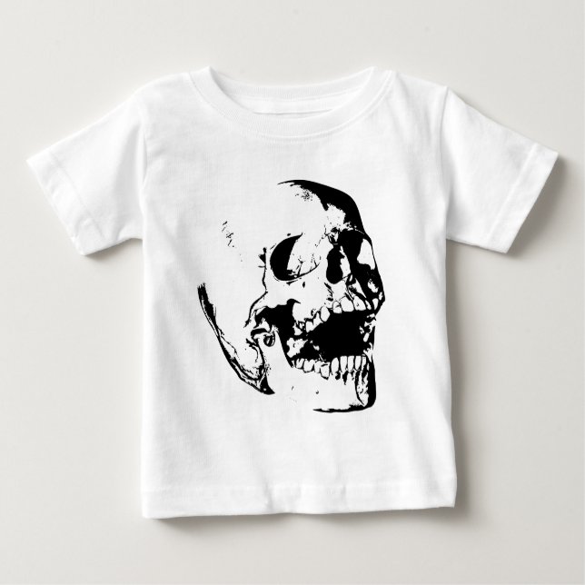 T-shirt Pour Bébé Crâne noir blanc (Devant)