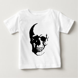 T-shirt Pour Bébé Crâne - Noir & Blanc Métal Imaginaire Art