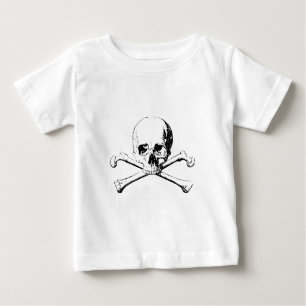 T-shirt Pour Bébé Crâne noir et blanc et os