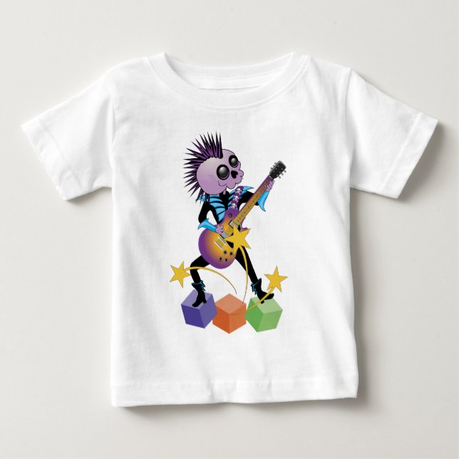 T-shirt Pour Bébé Crâne Punk Rock (Devant)
