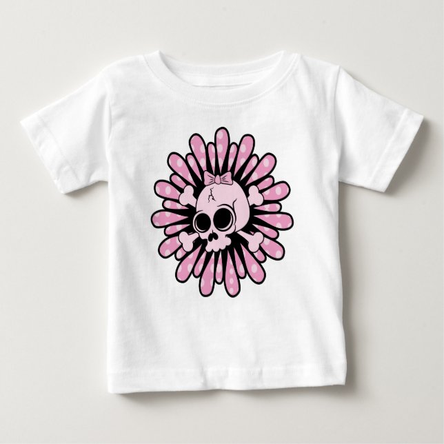 T-shirt Pour Bébé Crâne rose doux (Devant)