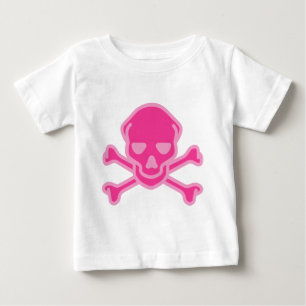 T-shirt Pour Bébé Crâne Rose et Osselets de Pirate pour Bébé