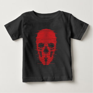 T-shirt Pour Bébé Crâne Rouge Art Glitch