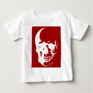 T-shirt Pour Bébé Crâne - Rouge & Blanc métal Imaginaire Art