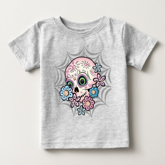 T-shirt Pour Bébé Crâne Sucre (Devant)