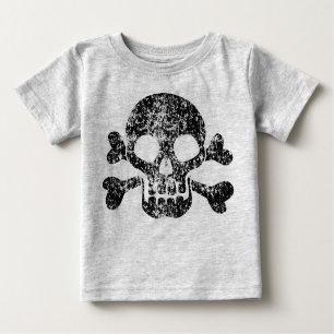 T-shirt Pour Bébé Crâne usé et os croisés