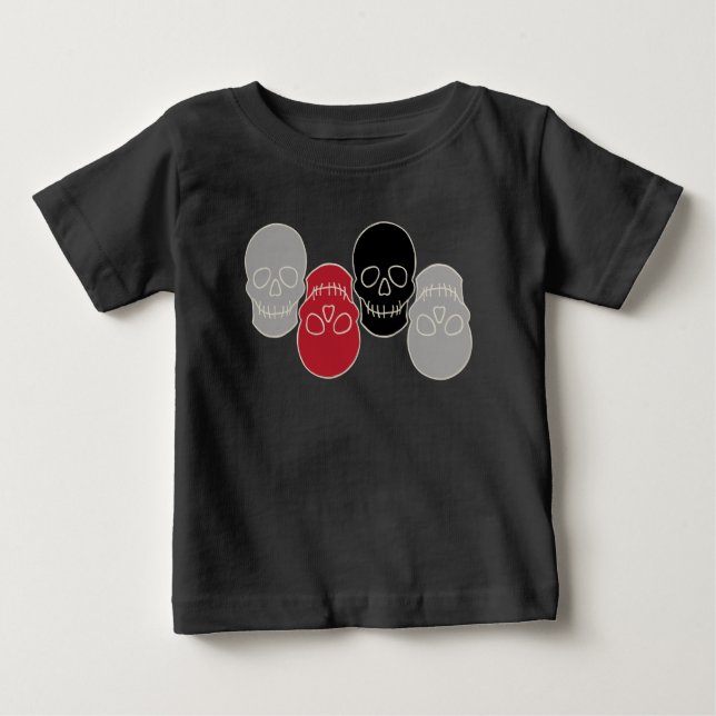 T-shirt Pour Bébé Crânes - Gris fantôme et Blanc osseux (Devant)