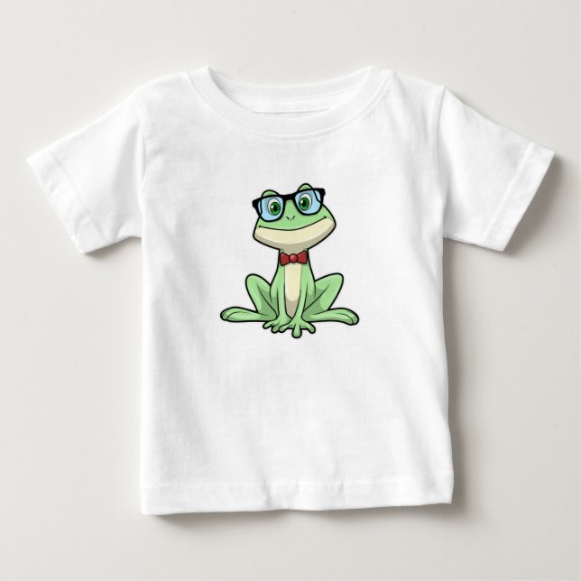 T-shirt Pour Bébé Cravate de lunettes pour étudiants Nerd grenouille (Devant)