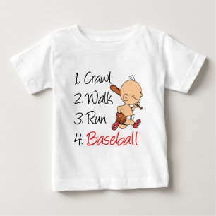 T-shirt Pour Bébé Crawl Walk Run Baseball