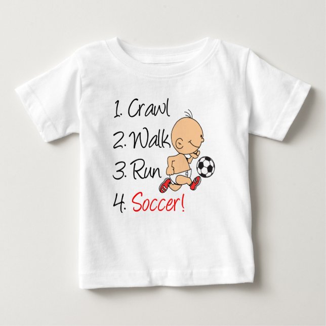 T-shirt Pour Bébé Crawl Walk Run Soccer (Devant)