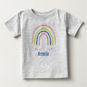 T-shirt Pour Bébé Crayon Rainbow Confetti Personnalisé