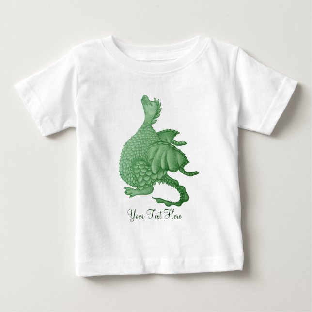 T-shirt Pour Bébé créature imaginaire mythique dragon vert mignon (Devant)
