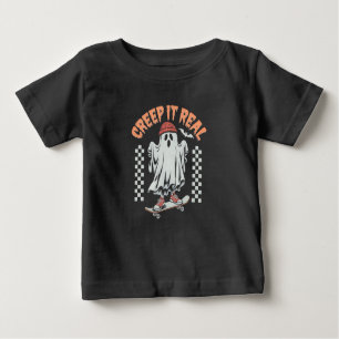 T-shirt Pour Bébé Creep It Real Retro Halloween patinage fantôme