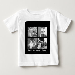 T-shirt Pour Bébé Créez un collage d'Instagram avec 4 photos - noir