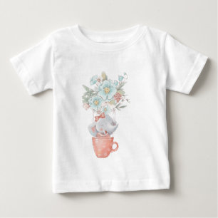 T-shirt Pour Bébé Créez votre propre ballon à fleurs d'éléphant mign