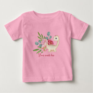 T-shirt Pour Bébé Créez votre propre jolie fille Dinosaur & Roses