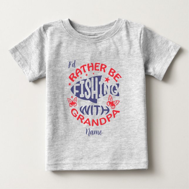T-shirt Pour Bébé Créez votre propre pêche avec grand-père (Devant)