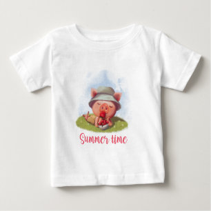 T-shirt Pour Bébé Créez votre propre temps d'été pour le porc mignon