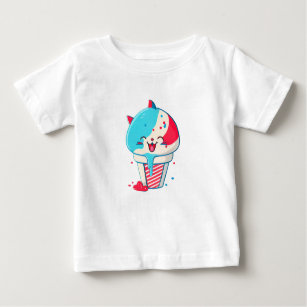 T-shirt Pour Bébé Crème glacée de chat Kawaii
